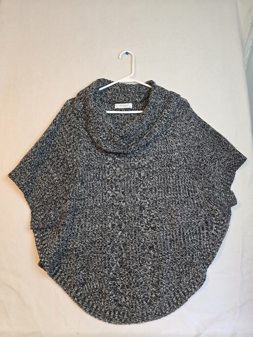 Jon & Anna Black and White Marled Cowl Neck Sweater Poncho Size L/XL